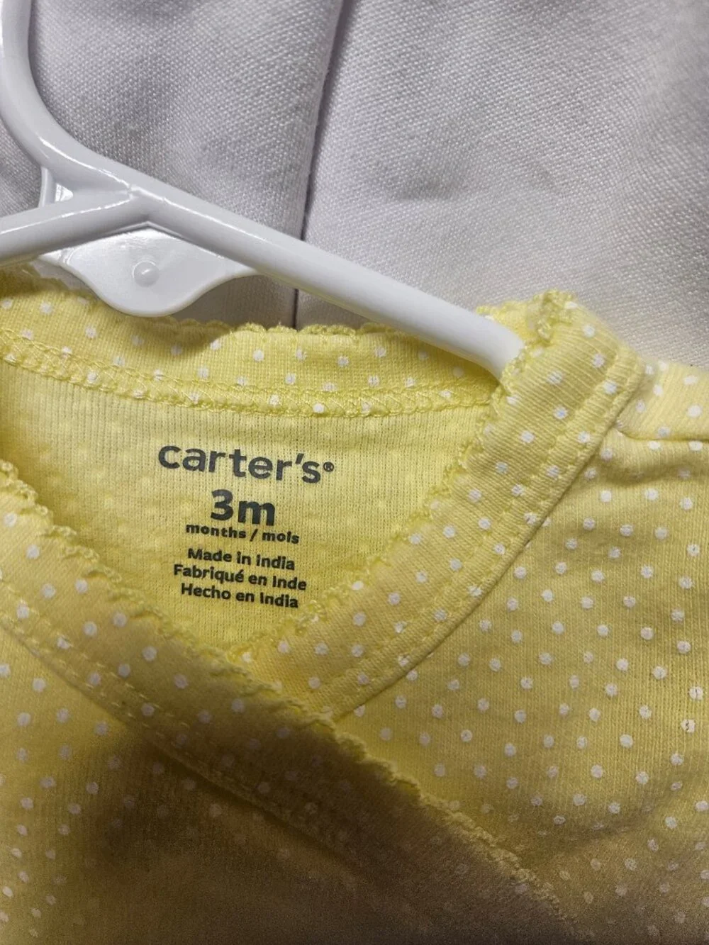 Carter's Baby Bodysuit 3M Yellow Polka Dot Long Sleeve